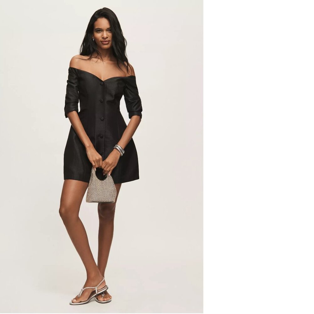 Anthropologie Hutch Black Off-Shoulder Mini Dress